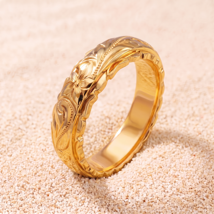 Ester | Anillo Grabado Floral Oro